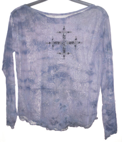 Sequin Embroidered Cross Top Dark Grey/Blue