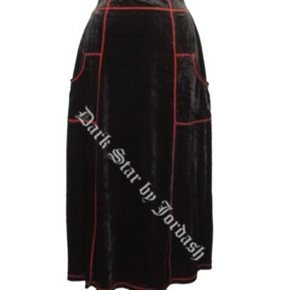 Black Velvet Skirt with Red Stitched Detailing
