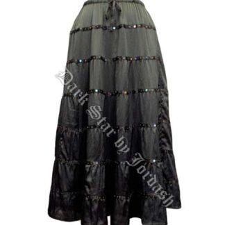 Black Sequined Satin Skirt
