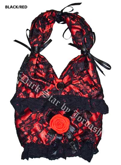 Black & Red Satin + Lace hand bag
